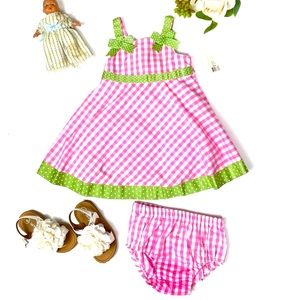 NWT Specialty Baby PINK GINGHAM DRESS SUNDRESS w/ Panties  6 9 MONTHS